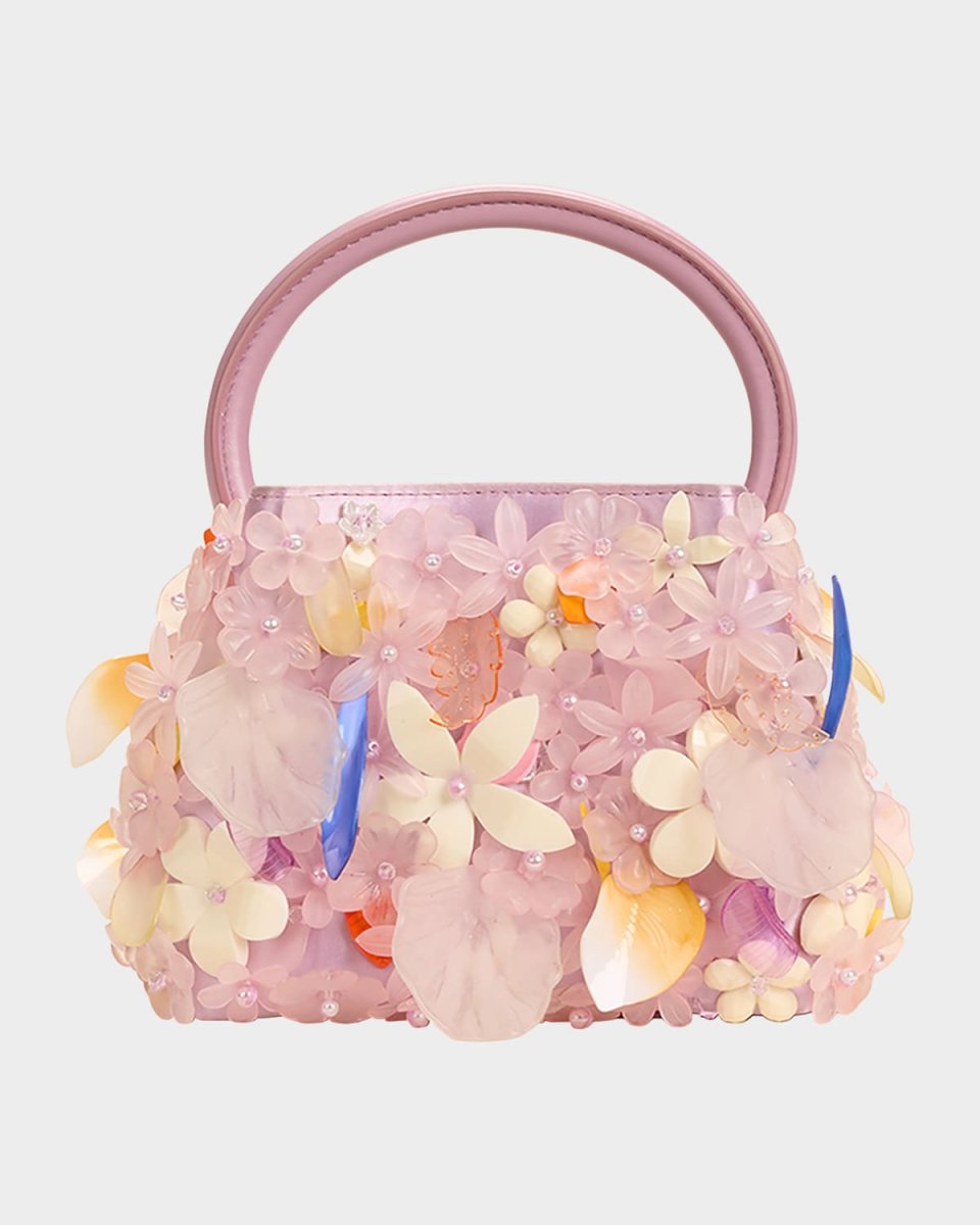 Solene Mini Flower Metallic Top-Handle Bag